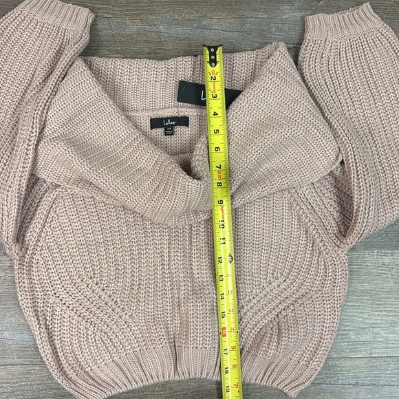 NWT Lulu’s CARMICHAEL Cropped Off The Shoulder Sweater -Dusty Blush XS - Picture 8 of 8